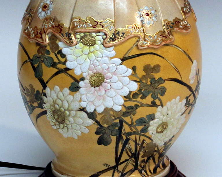 Antique Kyoto Satsuma Kinkozan Lamp For Sale 2
