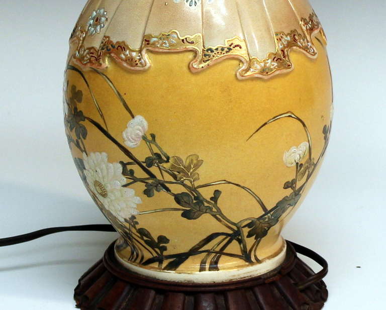 Antique Kyoto Satsuma Kinkozan Lamp For Sale 1