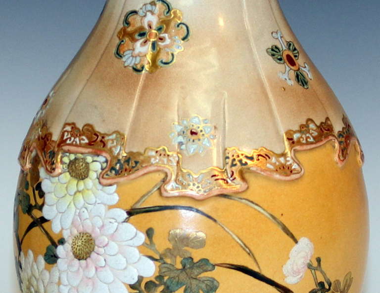 Pottery Antique Kyoto Satsuma Kinkozan Lamp For Sale