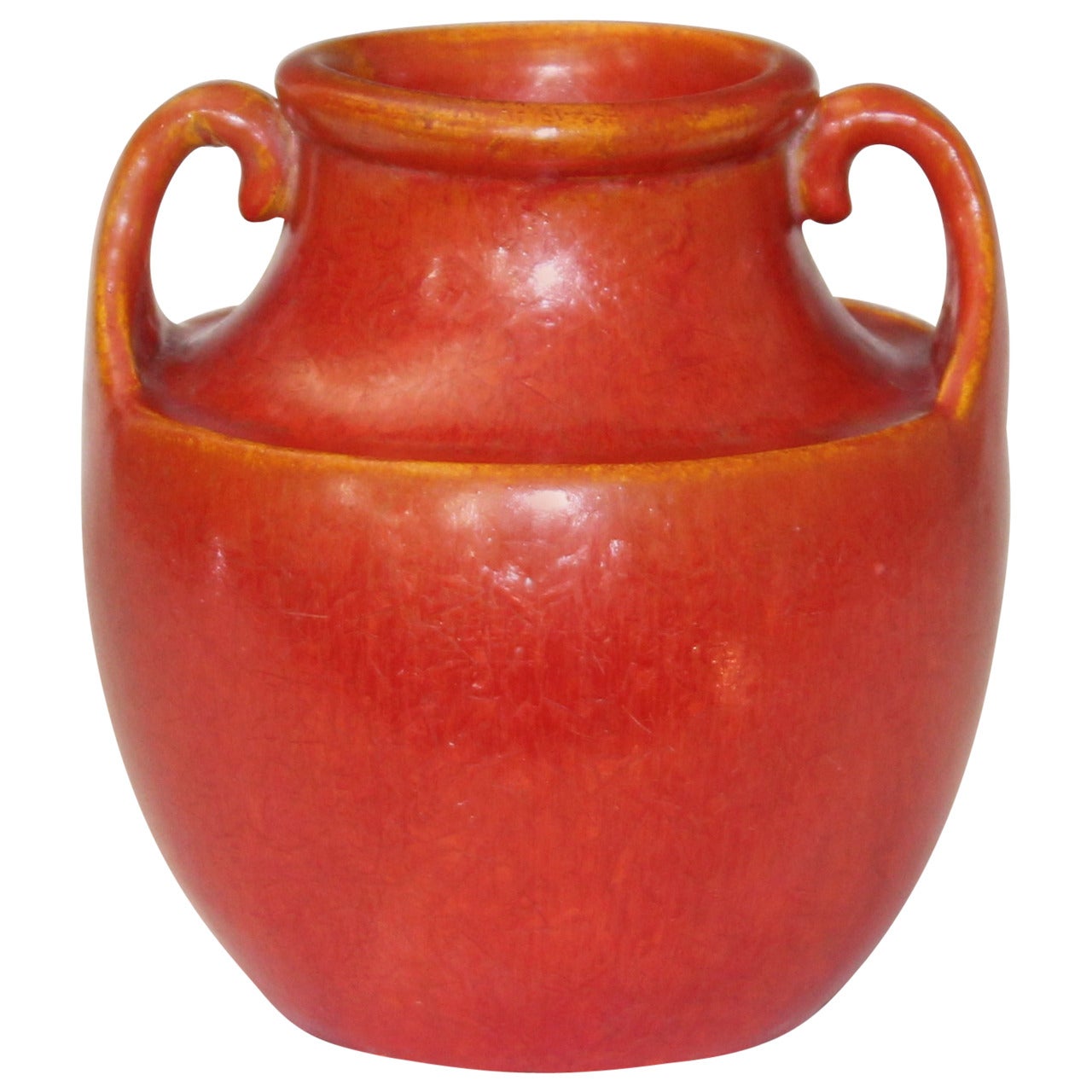 Awaji Pottery Art Deco Vase in Crystalline Chrome Red Glaze
