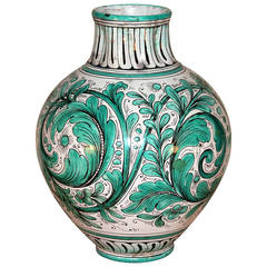 Big 1920s Italian Majolica Faience Vase by MCP Piediluco