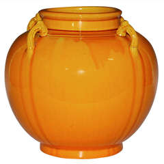 Amber Yellow Awaji Pottery Vase