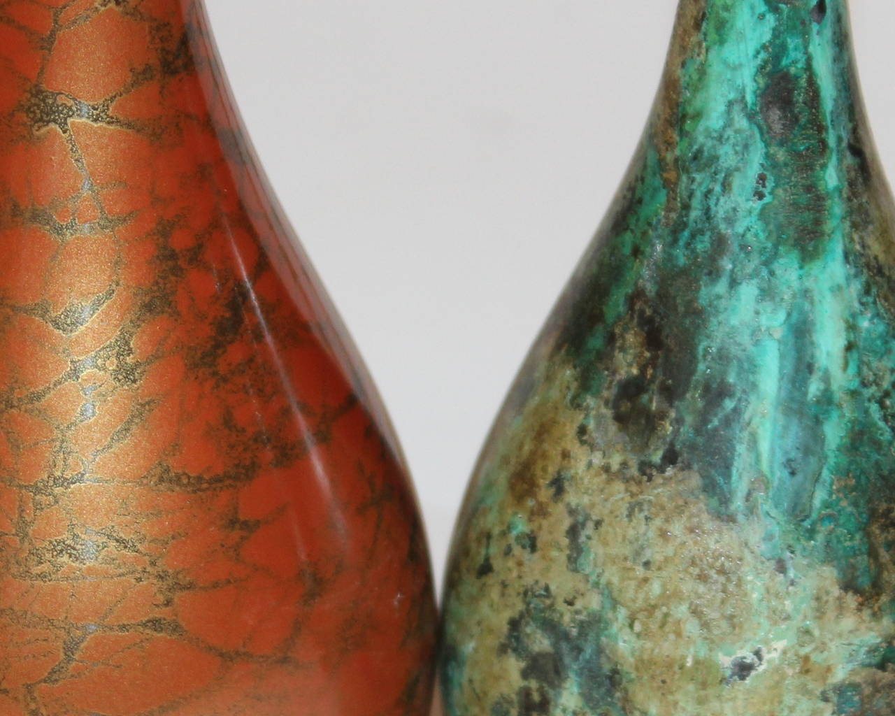 20th Century Collection Vintage Japanese Patinated Bronze Long Neck Bottle Vases