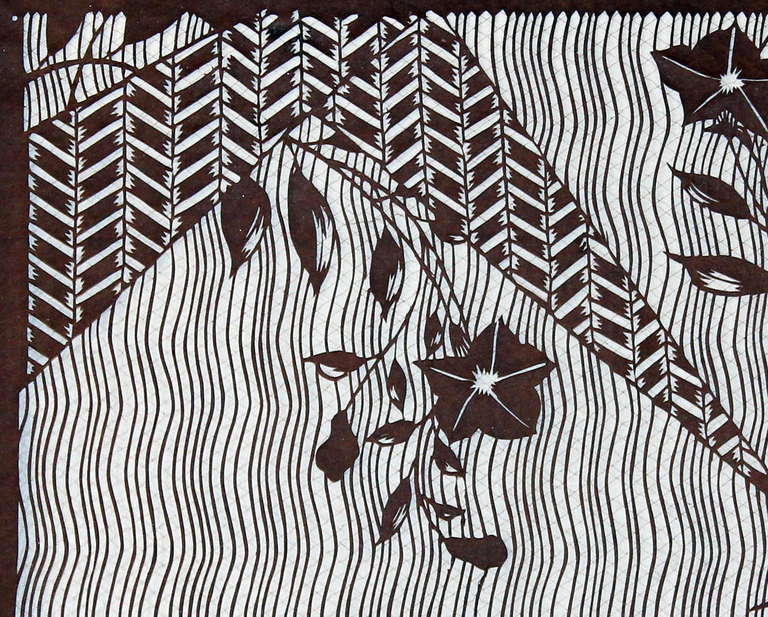Großes antikes japanisches Kimono-Stoffdruck-Design mit handgeschnittenem Schablonen Katagami (Japanisch)