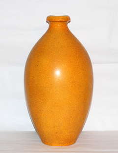 Large Boch Freres Keramis Yellow Crackle Vase