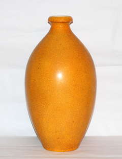 Antique Large Boch Freres Keramis Yellow Crackle Vase