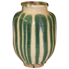 Antique Japanese Shigaraki Art Pottery Tsubo Jar Vase