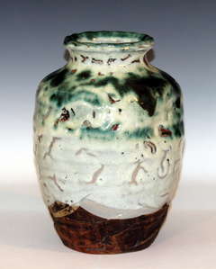 Awaji Pottery Manipulated Vase with Heavy Glaze