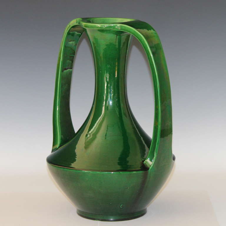 Japanese Awaji Pottery Strap Handle Vase