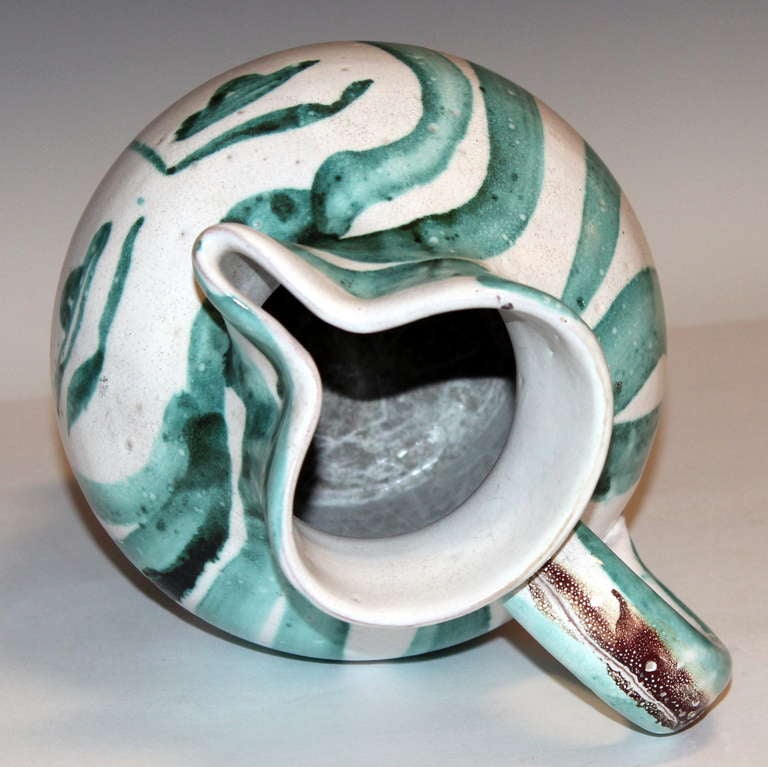 Pottery Vintage French 1950's Modern Vallauris Robert Picault Face Pitcher Vase Picasso
