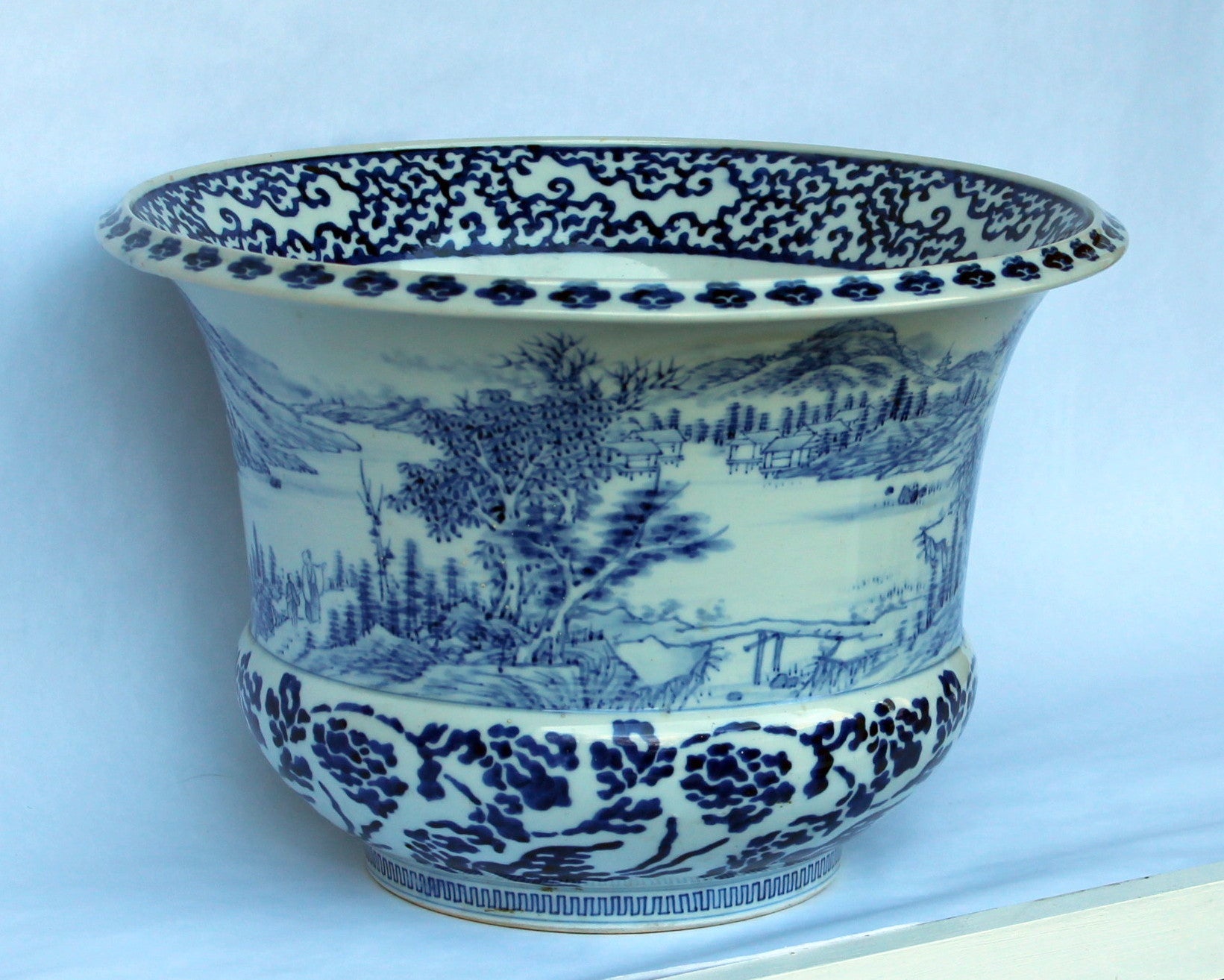 Antique Fukagawa Blue and White Jardiniere