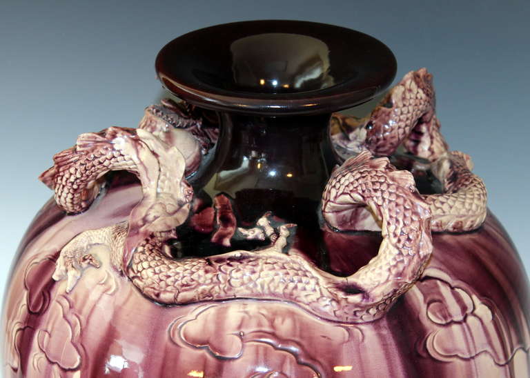 Kyoto Pottery Dragon Vase For Sale 1