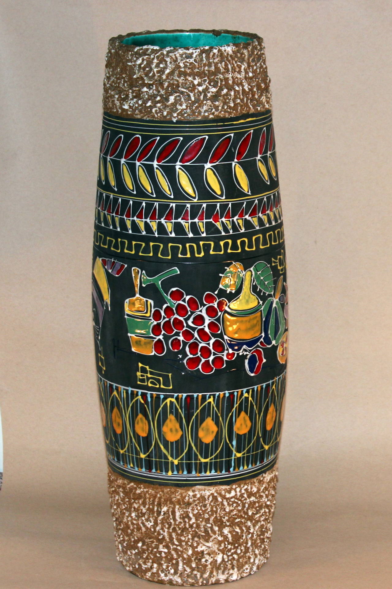 Enameled Huge 1960s San Marino Italian Art Pottery Raymor Vase 22
