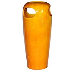 Yellow Awaji Vase with Pierced Shoulder