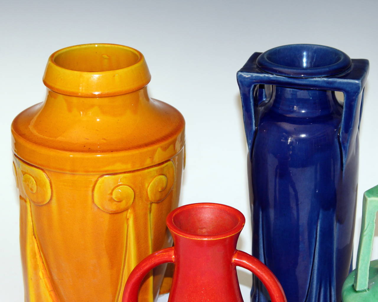 Turned Collection Art Deco Awaji Pottery in Colorful Glazes For Sale