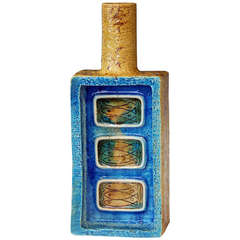 Exceptional Bitossi for Raymor Rimini Blue Slab Square Vase