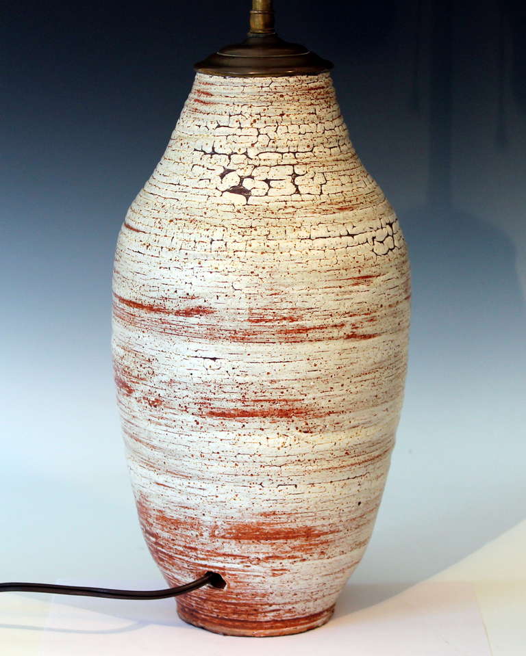 Atomic Age Studio Pottery Lamp In Excellent Condition In Wilton, CT