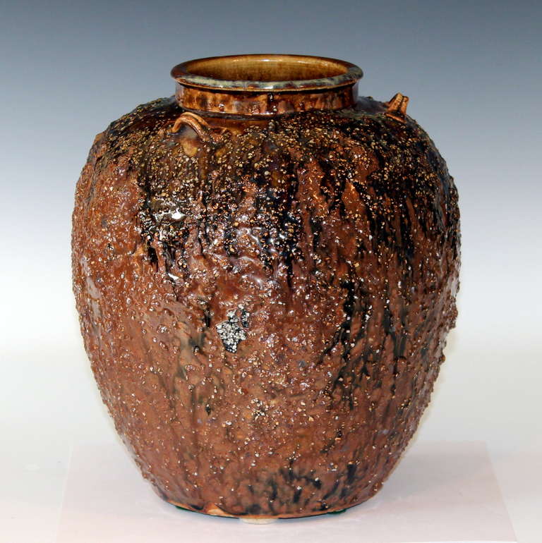 Arts and Crafts Shigaraki Jar with Volcanic Glaze