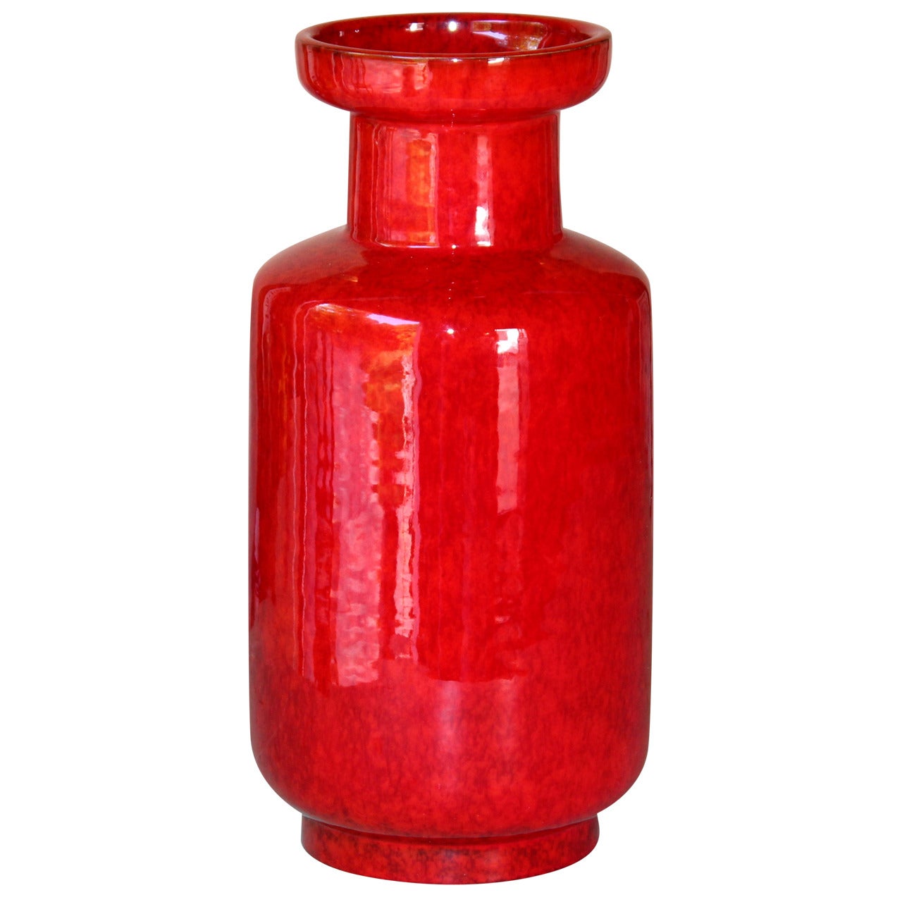 Vintage 1960's Mottled Atomic Red Italian Art Pottery Vase