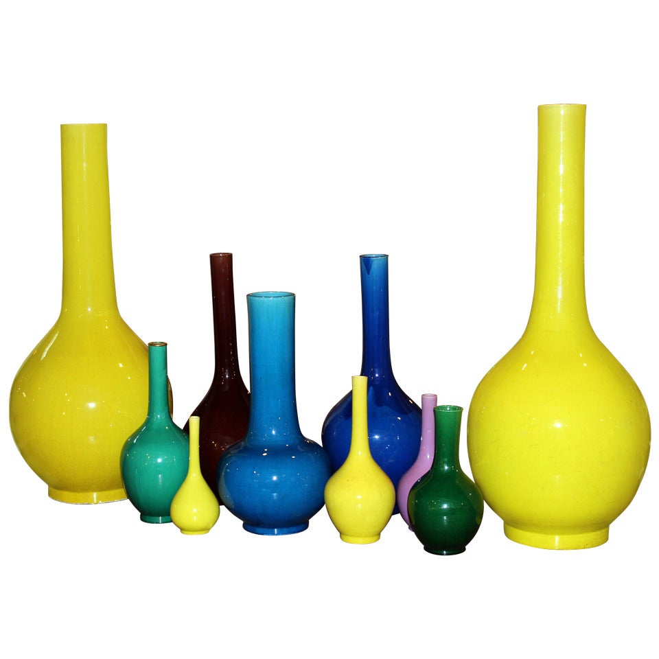 Collection Japanese Kyoto Pottery Bottle Vases For Sale