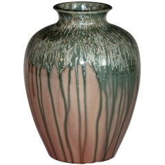 Awaji Pottery Vase in Crystalline Drip Glaze