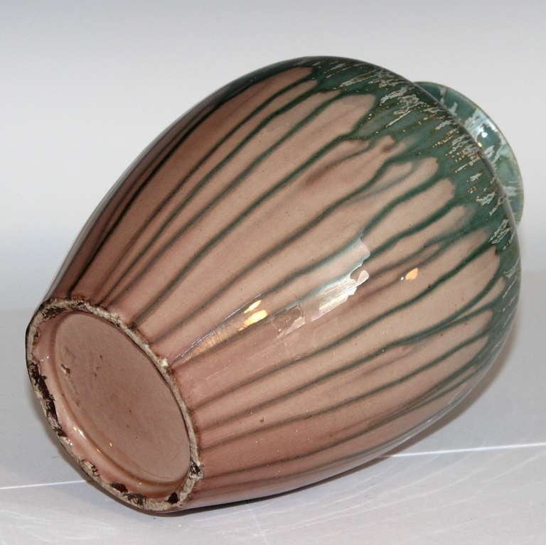 Awaji Pottery Vase in Crystalline Drip Glaze In Excellent Condition For Sale In Wilton, CT