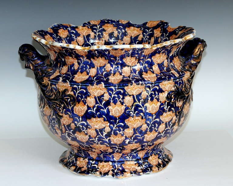Antique English Ironstone Imari Jardiniere