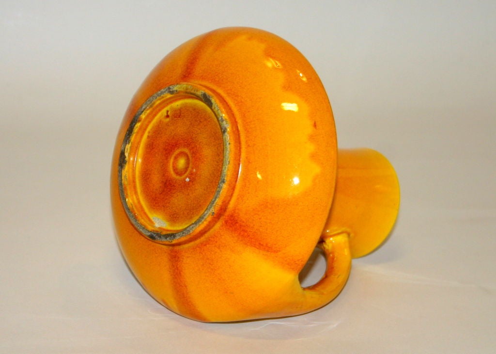Japanese Awaji Art Pottery Vase in Yellow Glaze
