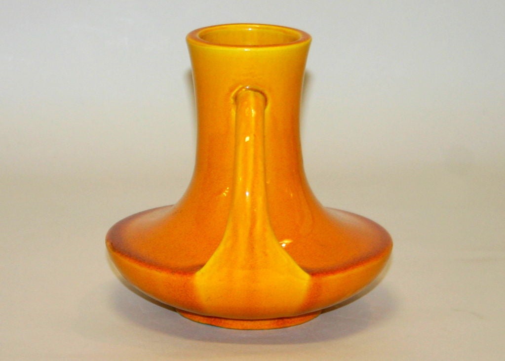 Awaji Art Pottery Vase in Yellow Glaze In Excellent Condition In Wilton, CT