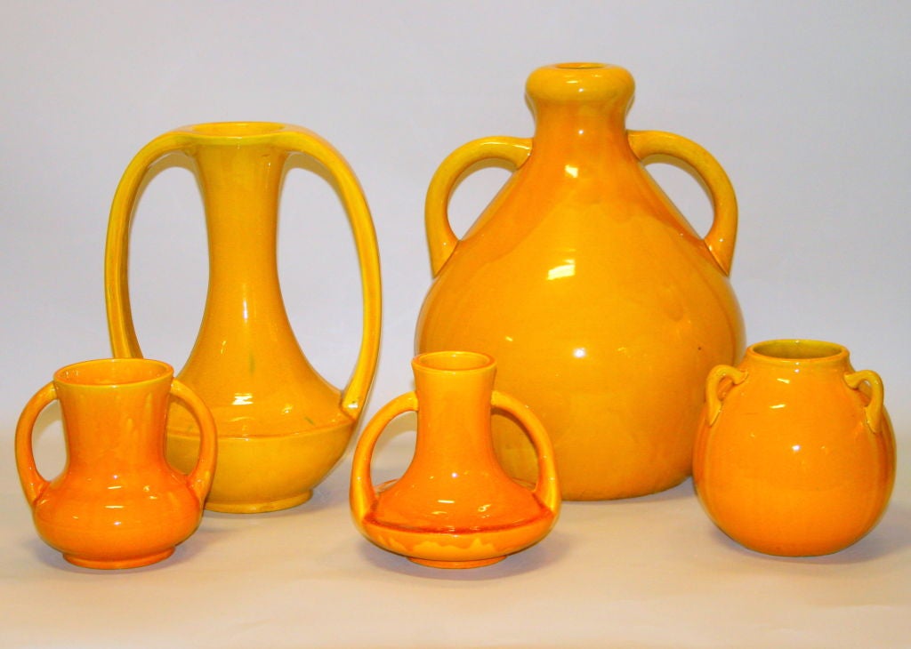 Mid-20th Century Awaji Art Pottery Vase in Yellow Glaze