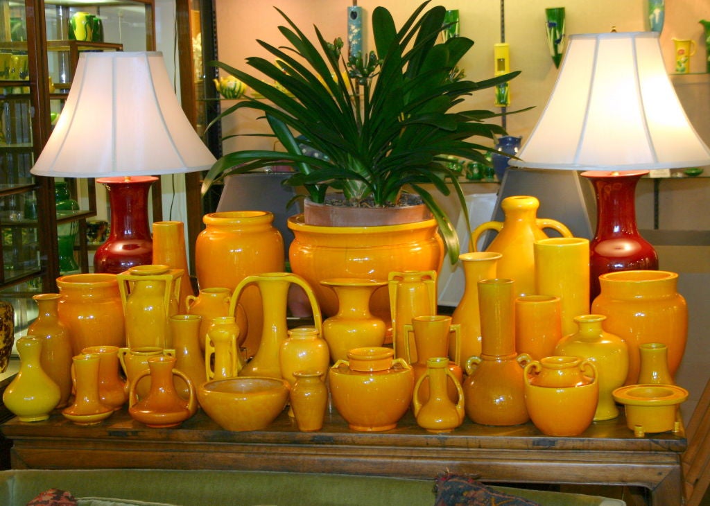 Awaji Art Pottery Vase in Yellow Glaze 1