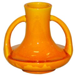 Awaji Art Pottery Vase in Yellow Glaze