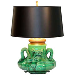 Awaji Pottery Dragon Lamp
