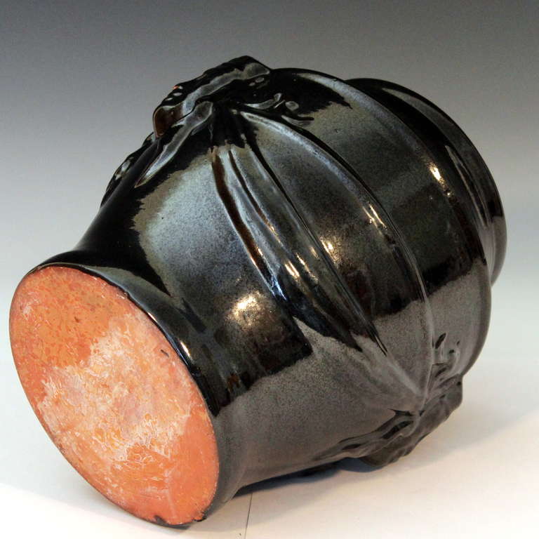 American Antique Galloway Terracotta Metallic Black Vase For Sale