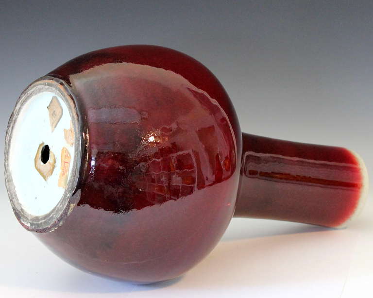 19th Century Antique Chinese Oxblood Flambe Porcelain Bottle Vase