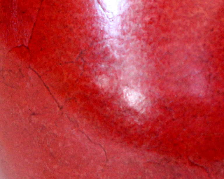 Vintage Italian Chrome Red Art Pottery Vase For Sale 3