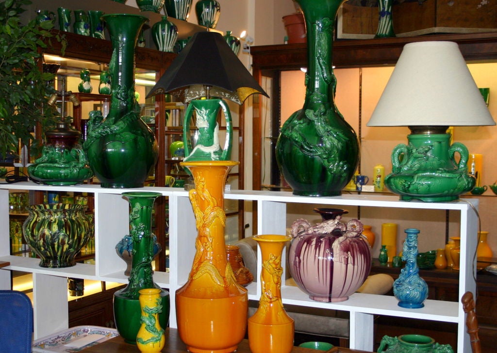 Awaji Pottery Dragon Vase Lamp 2