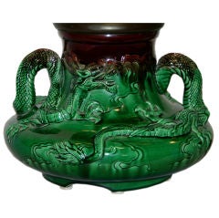 Awaji Pottery Dragon Vase Lamp