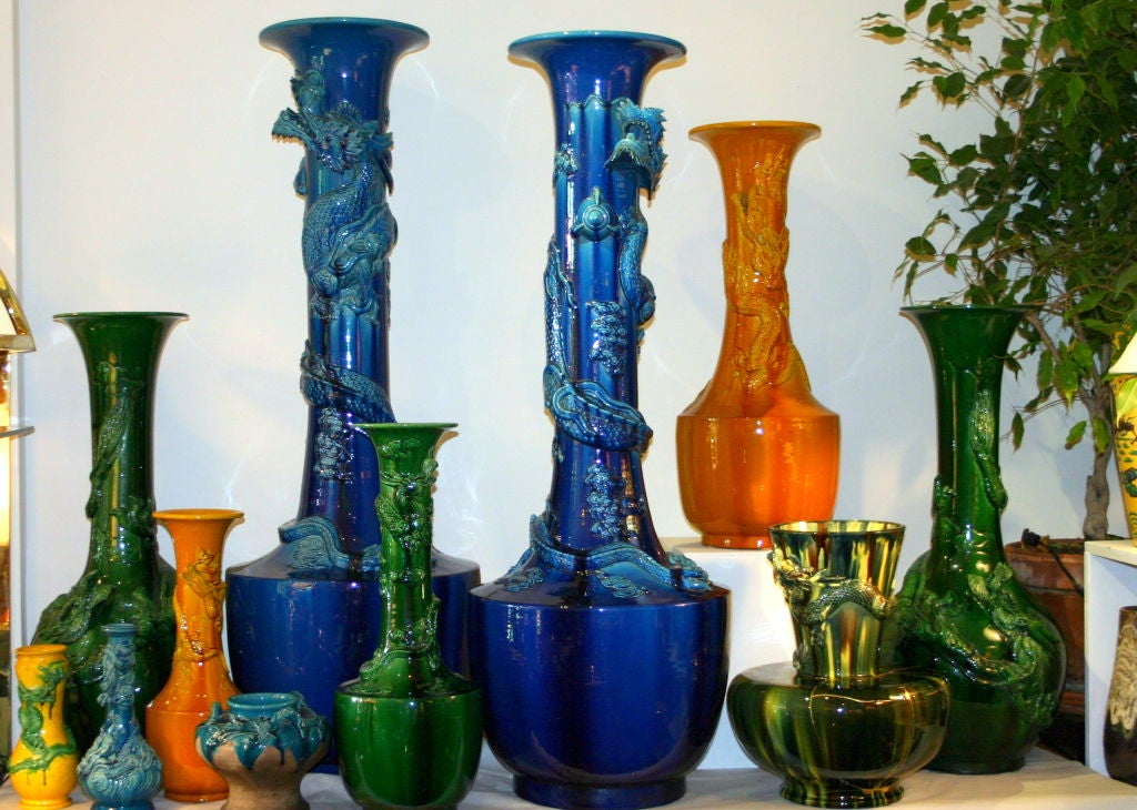 Large Pair Awaji Dragon Vases For Sale 1
