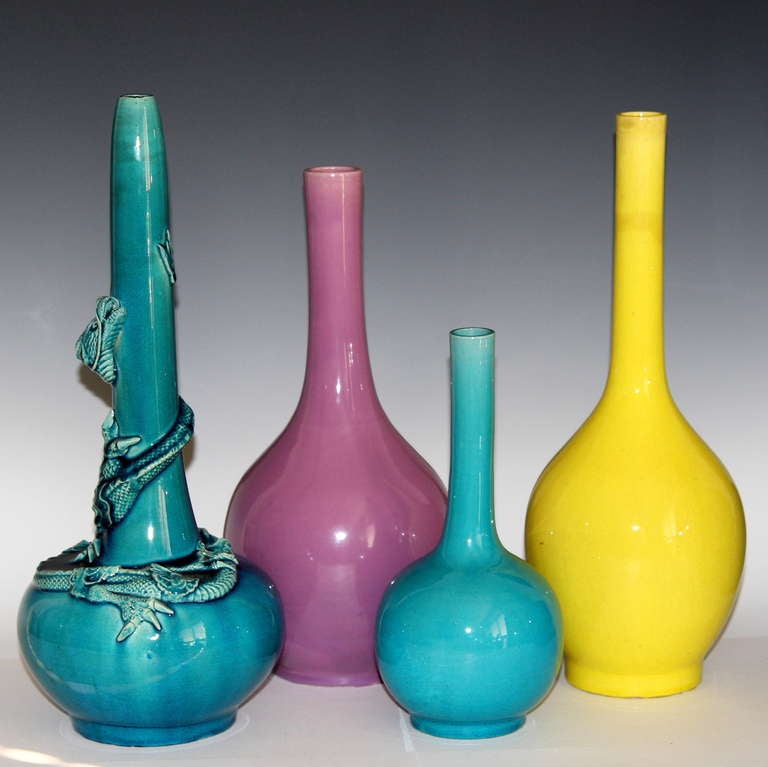 Japanese Kyoto and Awaji Bottle Vases