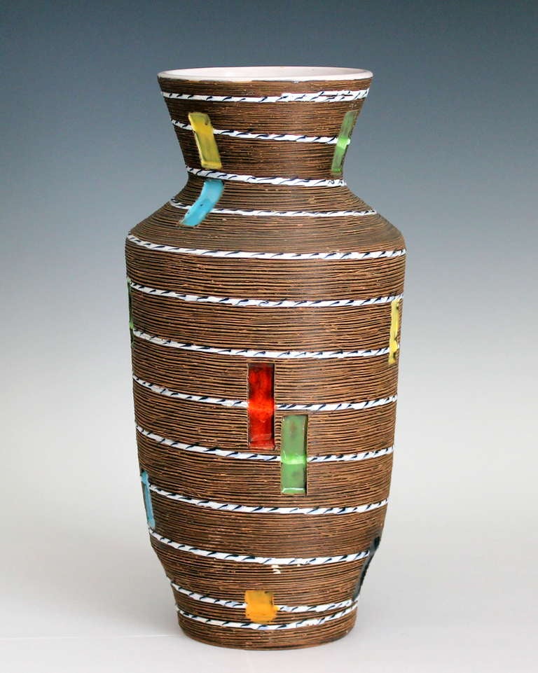 Vintage Fratelli Fanciullacci Italian Carved Art Pottery Vase