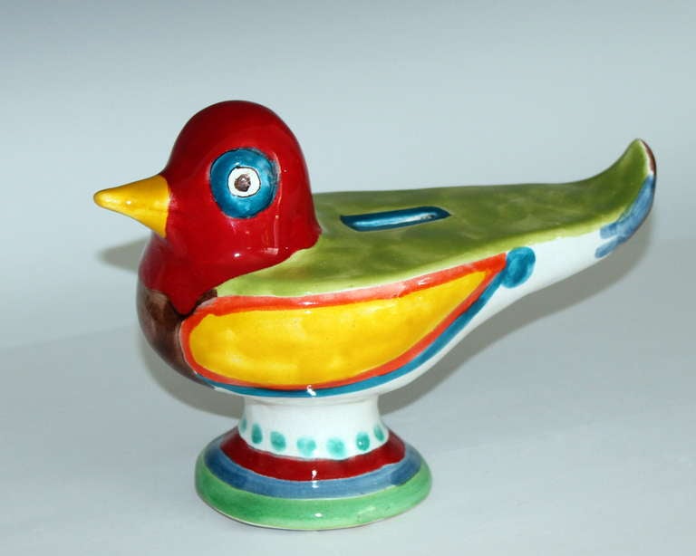 Mid-Century Modern Vintage 1960's DeSimone Italian Art Pottery Bird Figure Bank