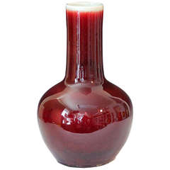 Antique Chinese Oxblood Flambe Porcelain Bottle Vase