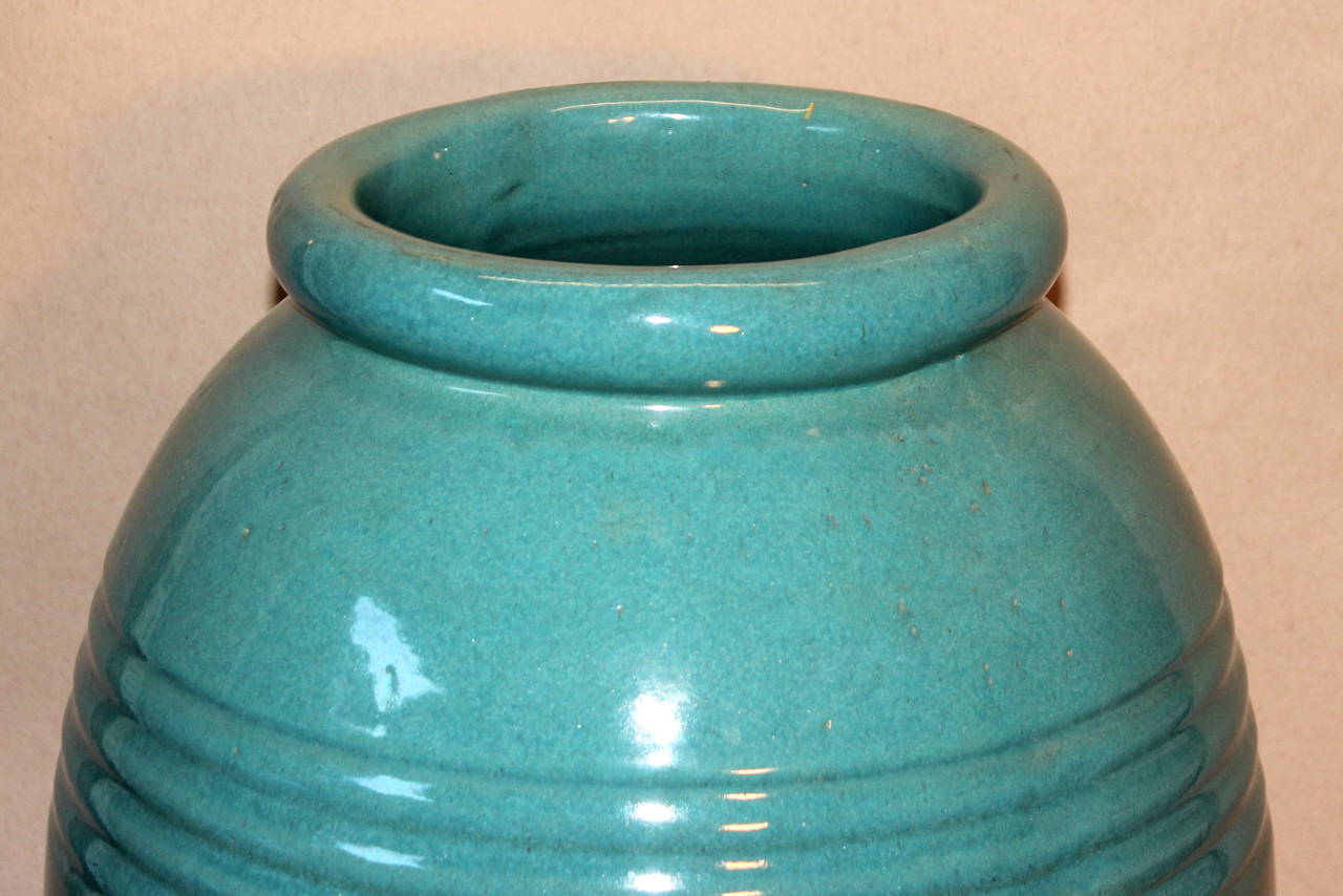 Large Vintage Bauer California Pottery Garden Urn Oil Jar Vase For Sale