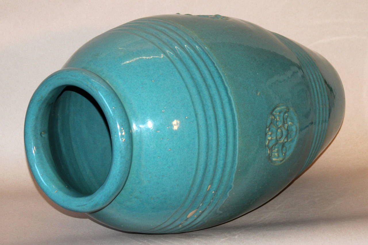 Large Vintage Bauer California Pottery Garden Urn Oil Jar Vase For Sale