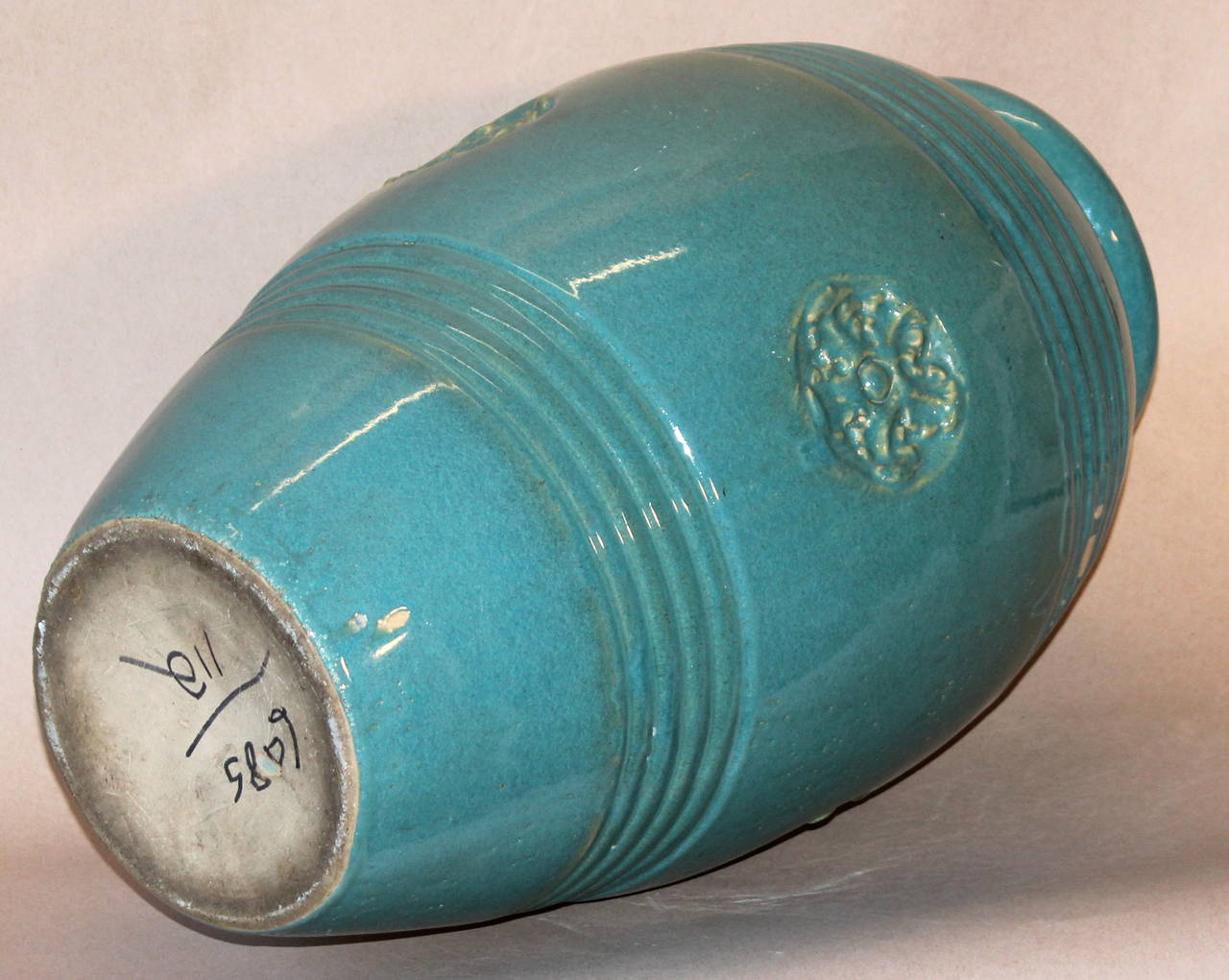 Large Vintage Bauer California Pottery Garden Urn Oil Jar Vase For Sale