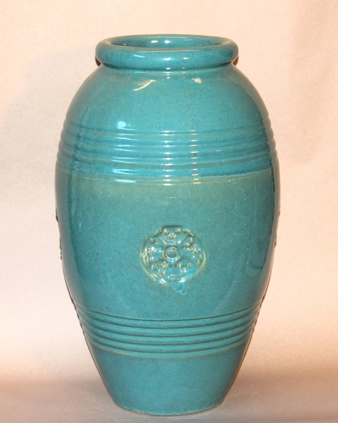 Large Vintage Bauer California Pottery Garden Urn Oil Jar Vase For Sale
