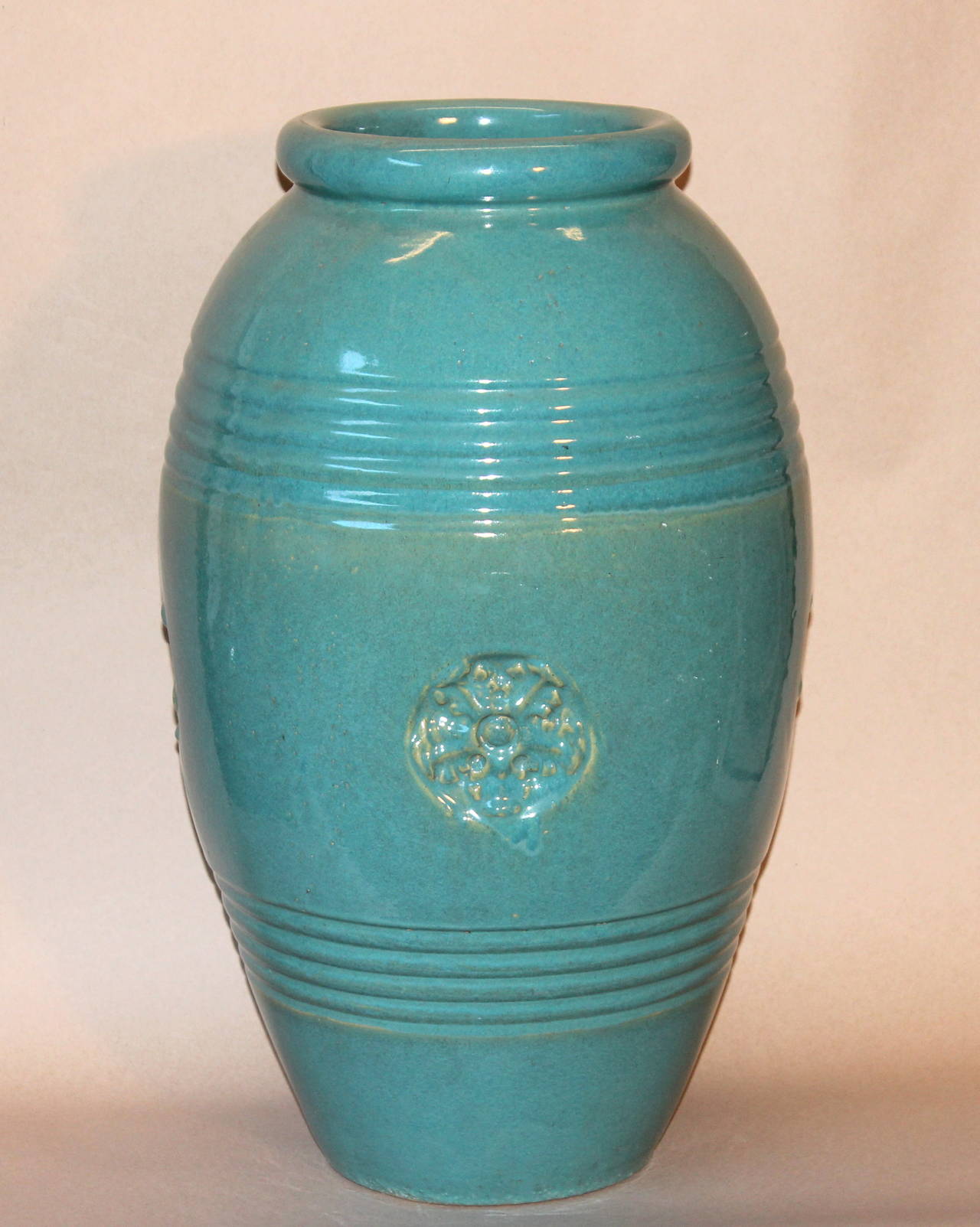 Large Vintage Bauer California Pottery Garden Urn Oil Jar Vase For Sale