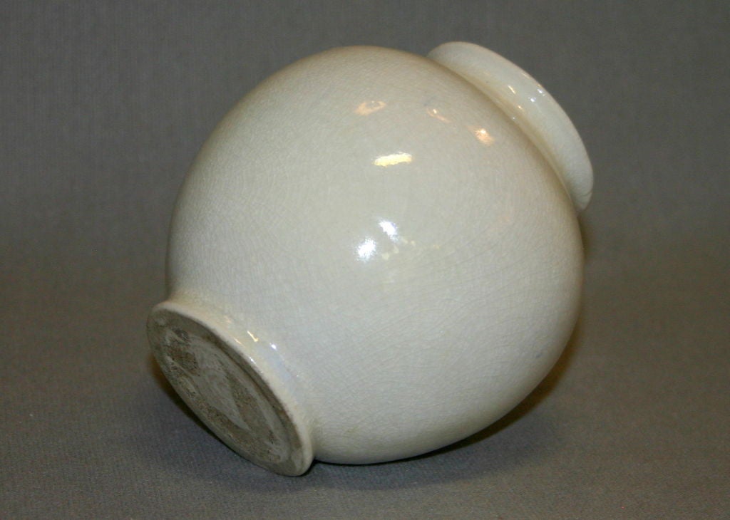 Leon Volkmar Durant Kilns Art Pottery White Chinese Crackle Vase 1