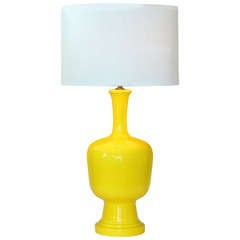 Vintage Cadmium Yellow 1960s Pottery Lamp